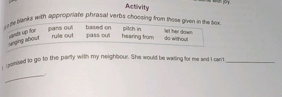 Fill in the blanks with appropriate phrasal