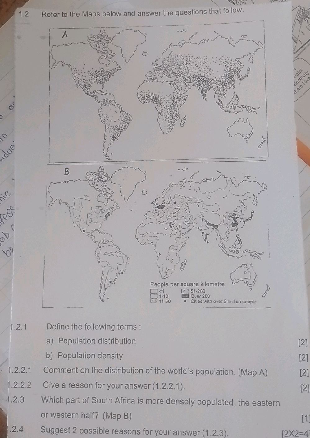 1.2 Refer to the Maps below and answer the