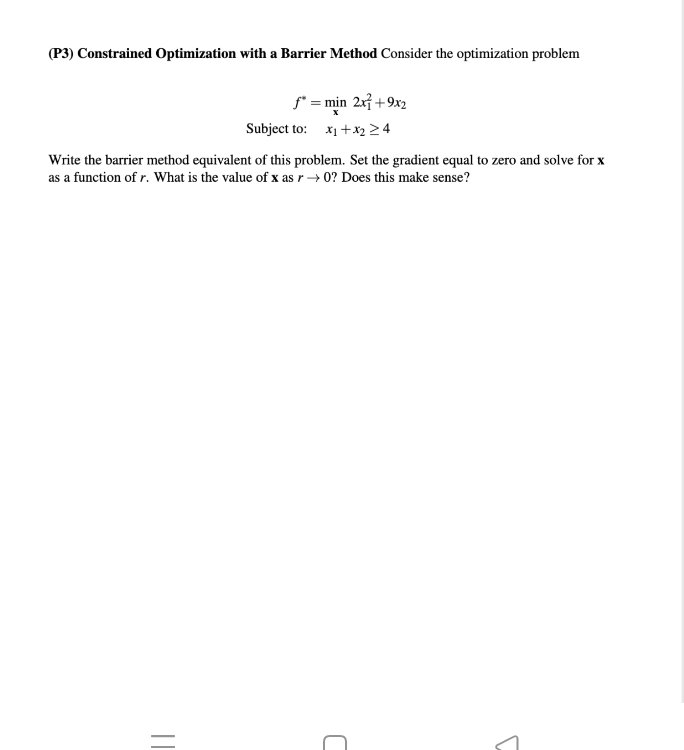 (P3) Constrained Optimization with a Barrier