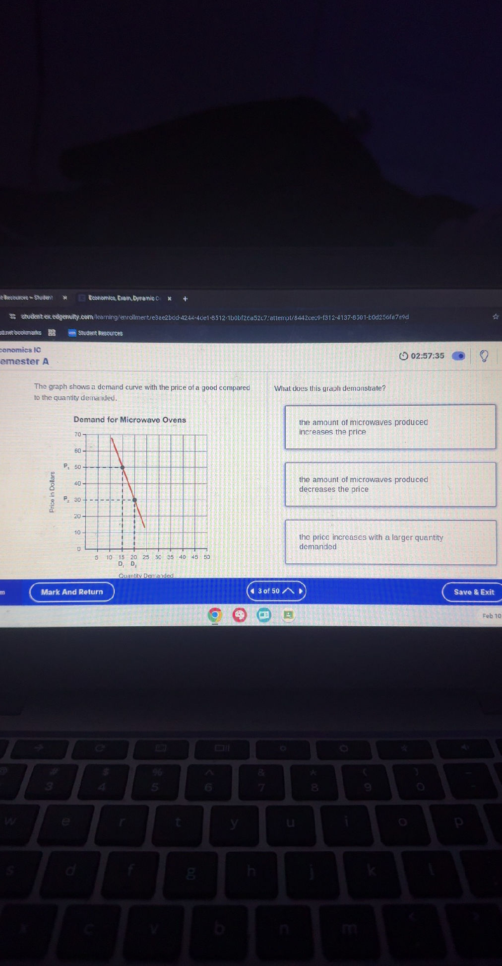 the graph shows a demand curve what changes does the... The graph shows a demand curve with the
