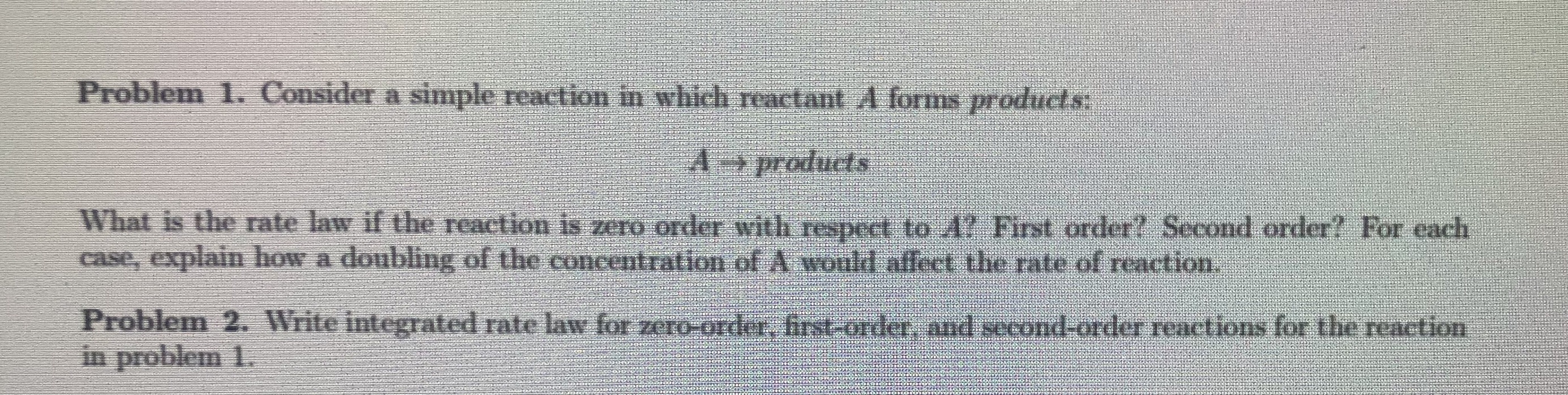 Problem 1. Consider a simple reaction in | StudyX
