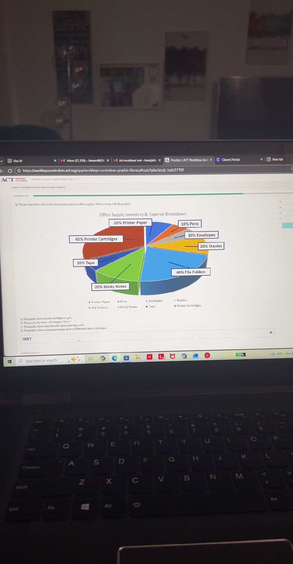 Q. The pie chart below shows what the