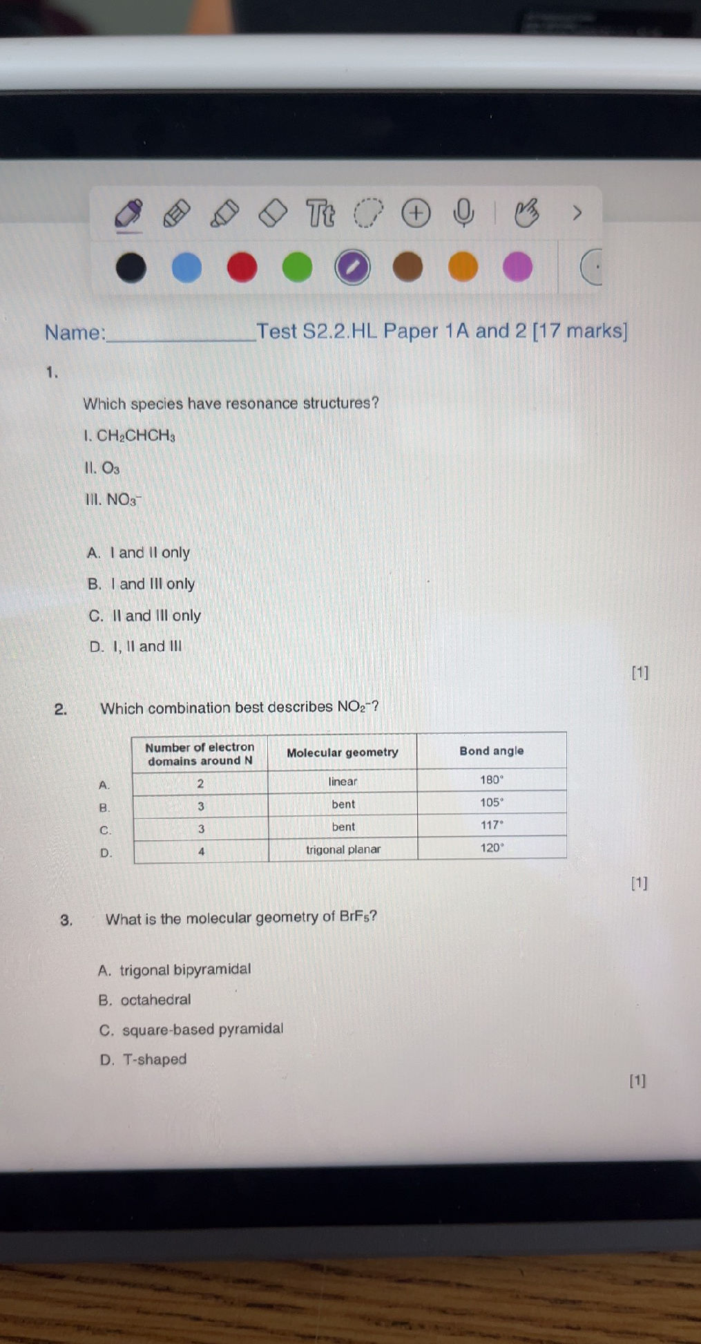 What is the molecular geometry of BrF$_5$? | StudyX
