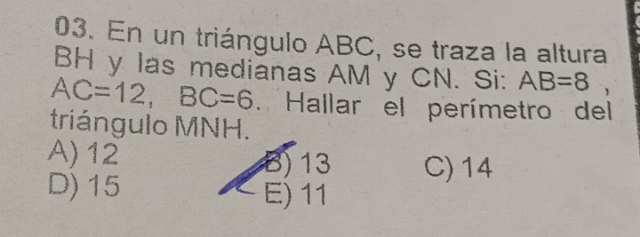 En un triángulo ABC, se traza la altura BH y | StudyX