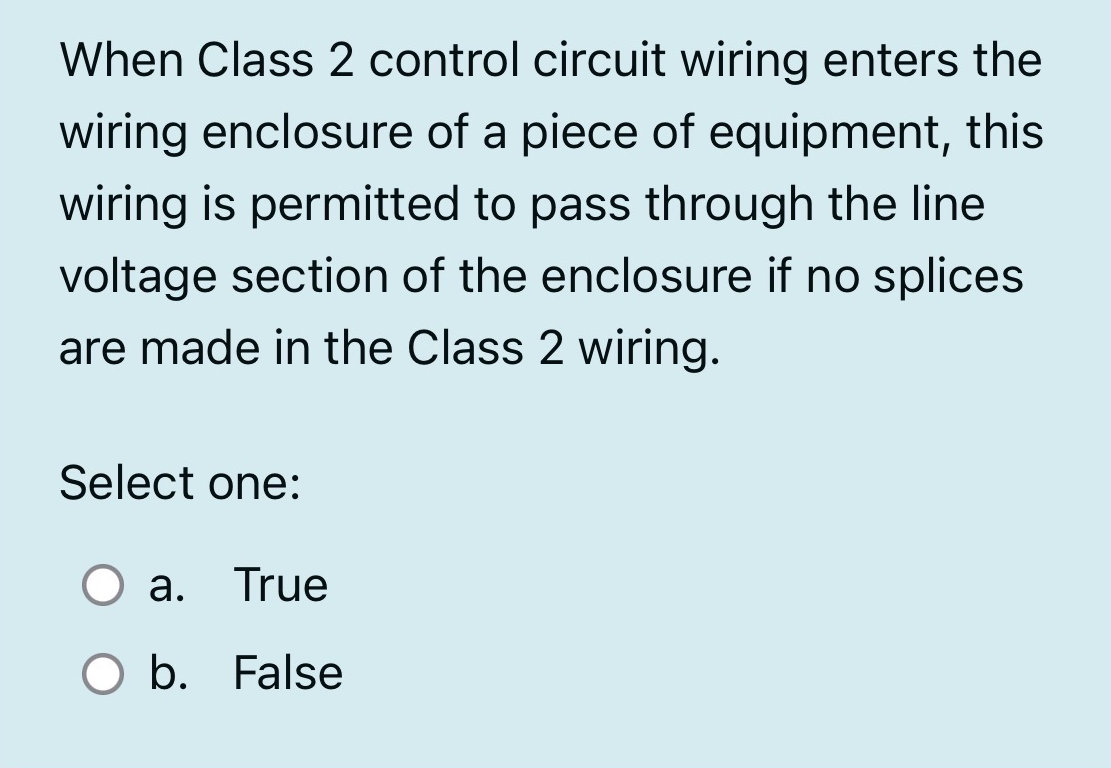 Study Wire When Class 2 control circuit wiring enters | StudyX