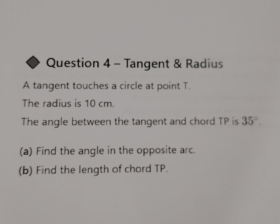 A tangent touches a circle at point T. The | StudyX