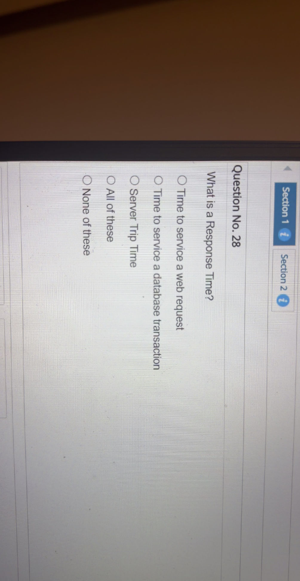 What is a Response Time? O Time to service a | StudyX