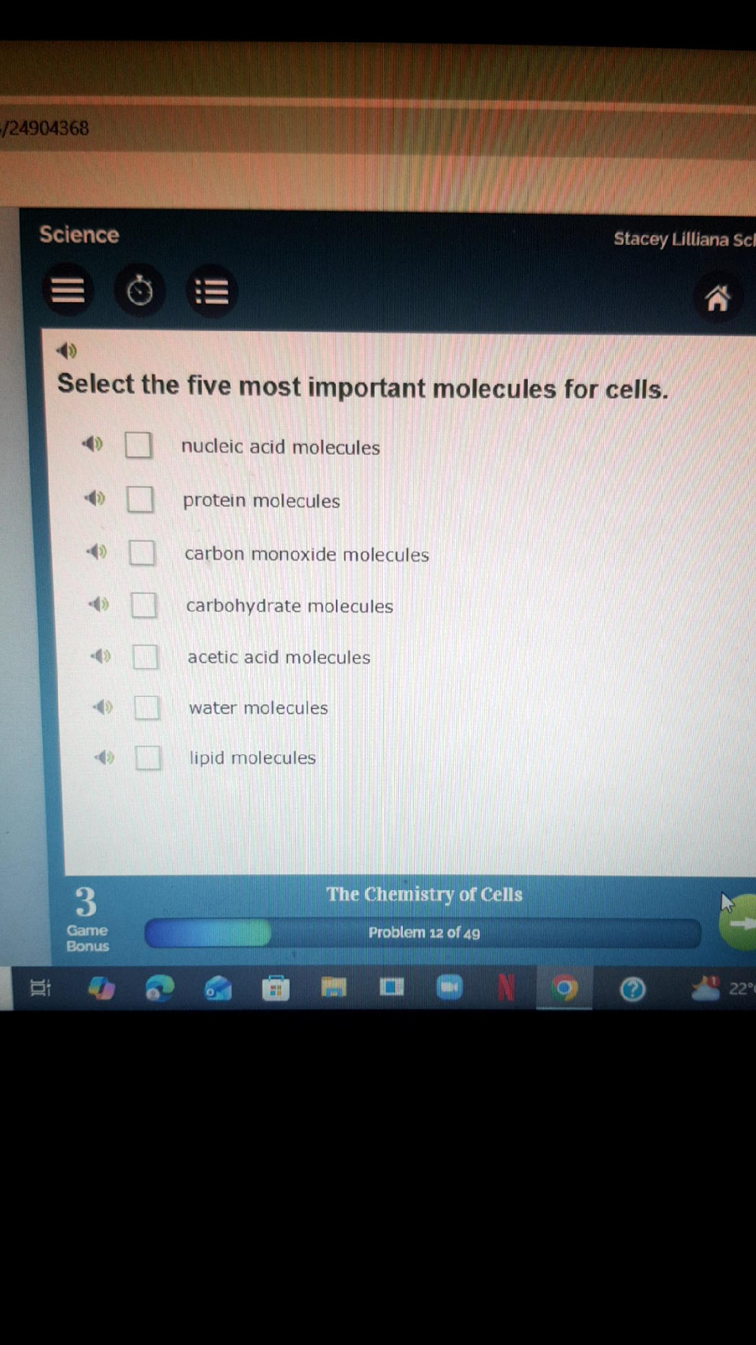 Select Five Select the five most important molecules for | StudyX