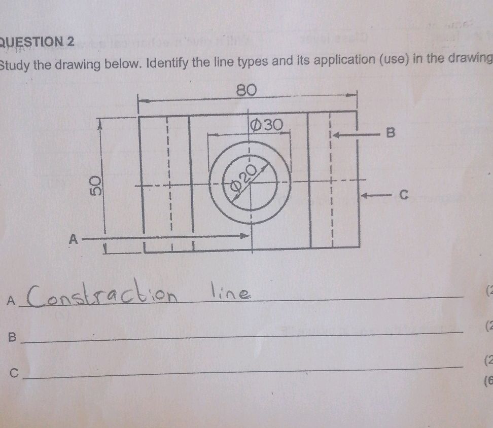 QUESTION 2 Study the drawing below. Identify | StudyX
