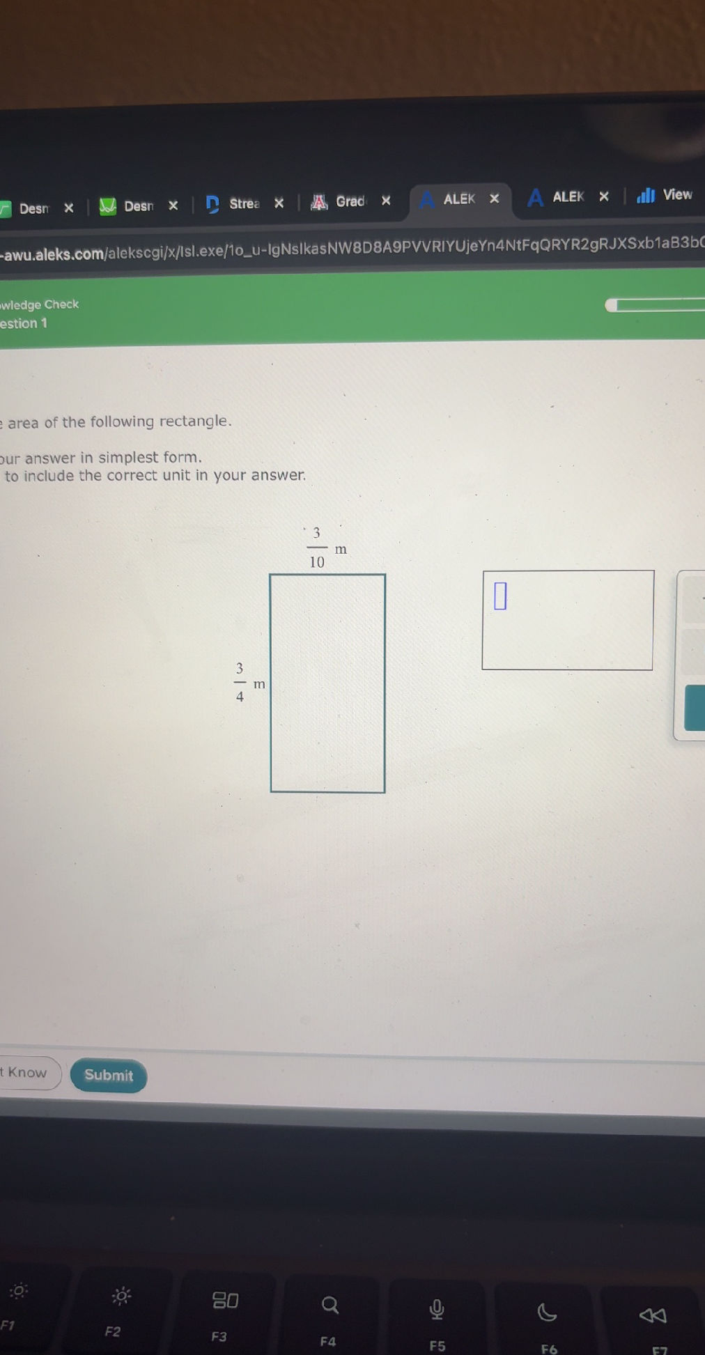 The area of the following rectangle. Our | StudyX