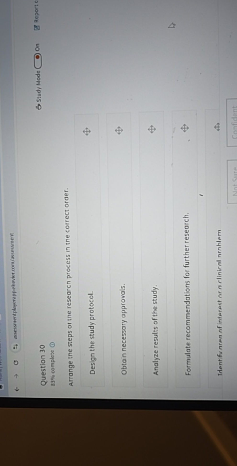 Arrange the steps of the research process in | StudyX