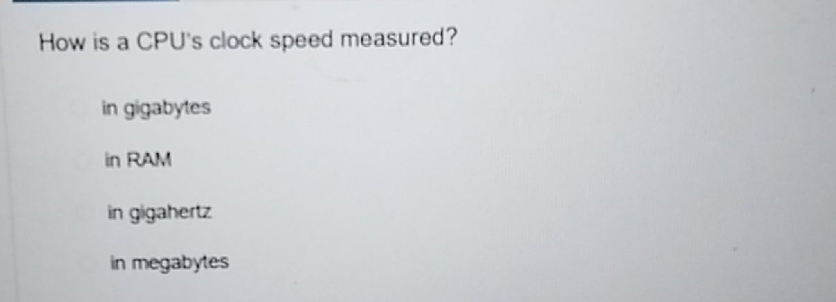 Computer Speed Measured How is a CPU's clock speed measured? in | StudyX