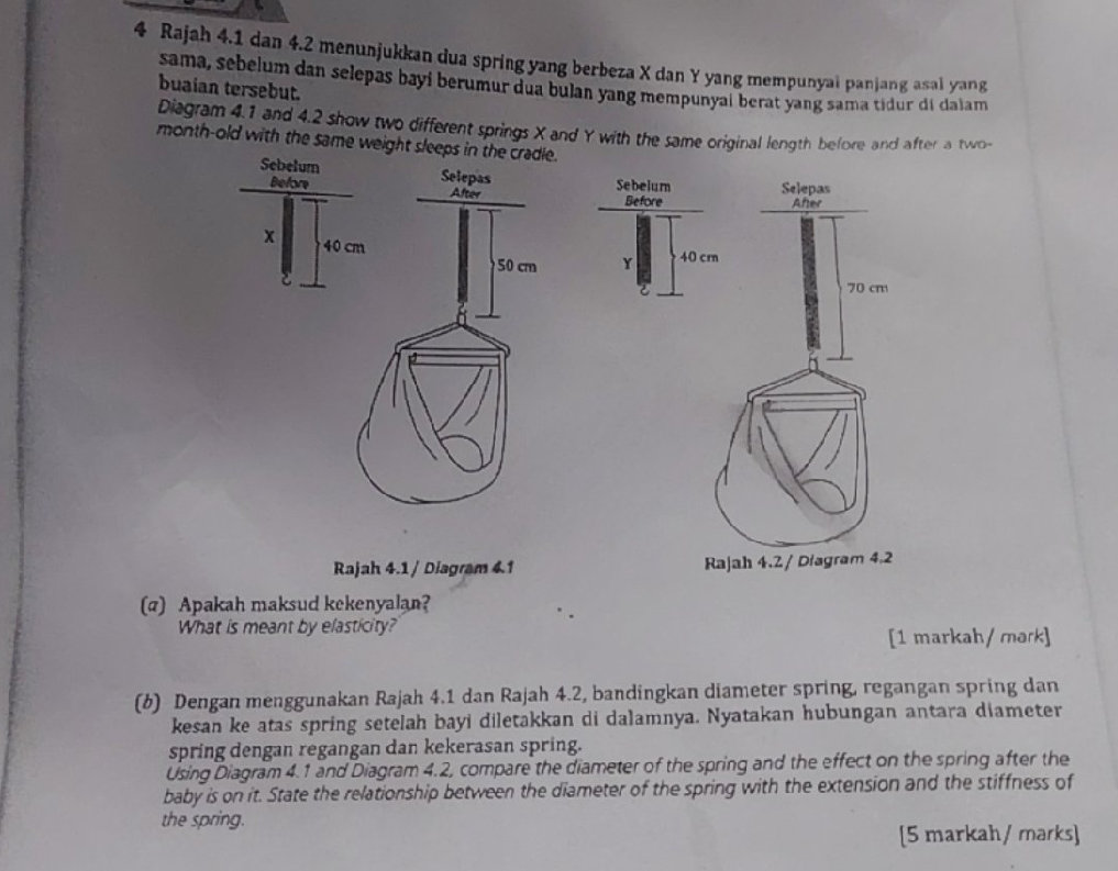 Rajah 4.1 dan 4.2 menunjukkan dua spring | StudyX