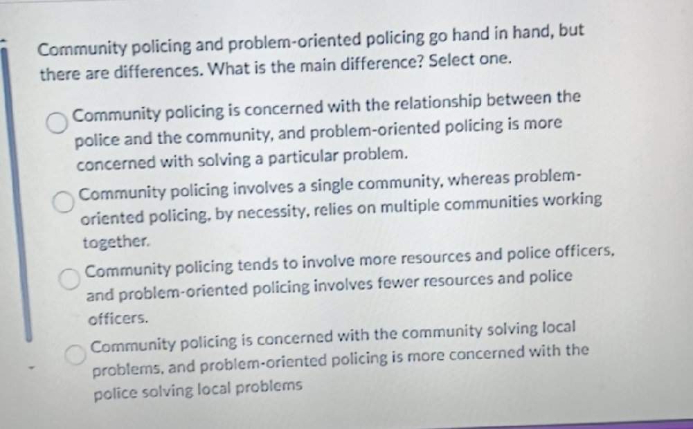 Community policing and problem-oriented | StudyX