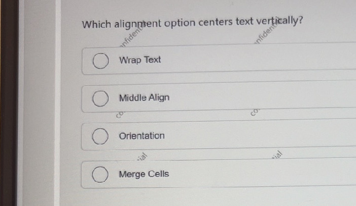 Which alignment option centers text | StudyX