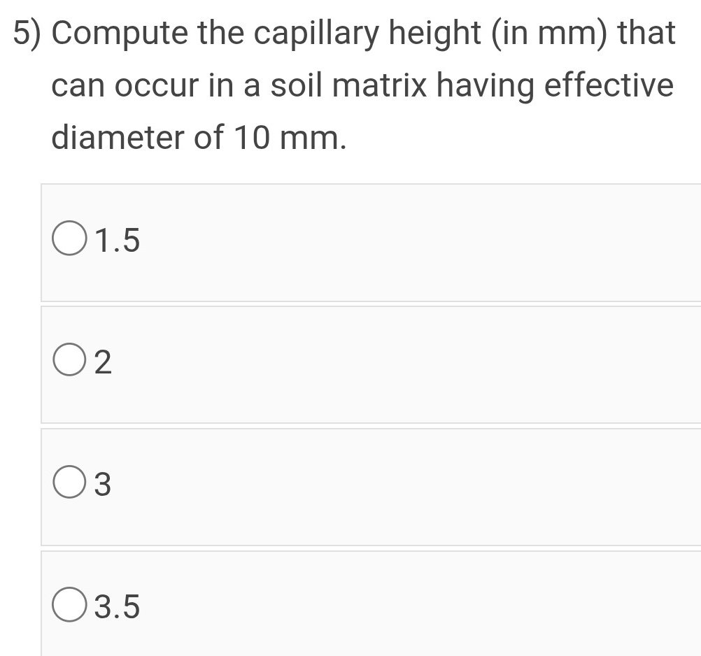 5) Compute the capillary height (in mm) that | StudyX