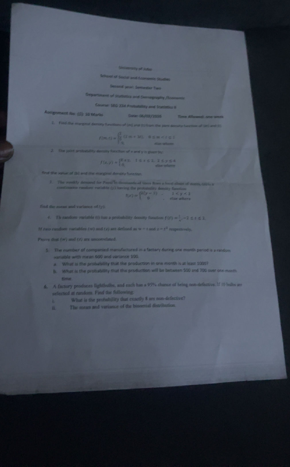 Find the marginal density functions of (m) | StudyX