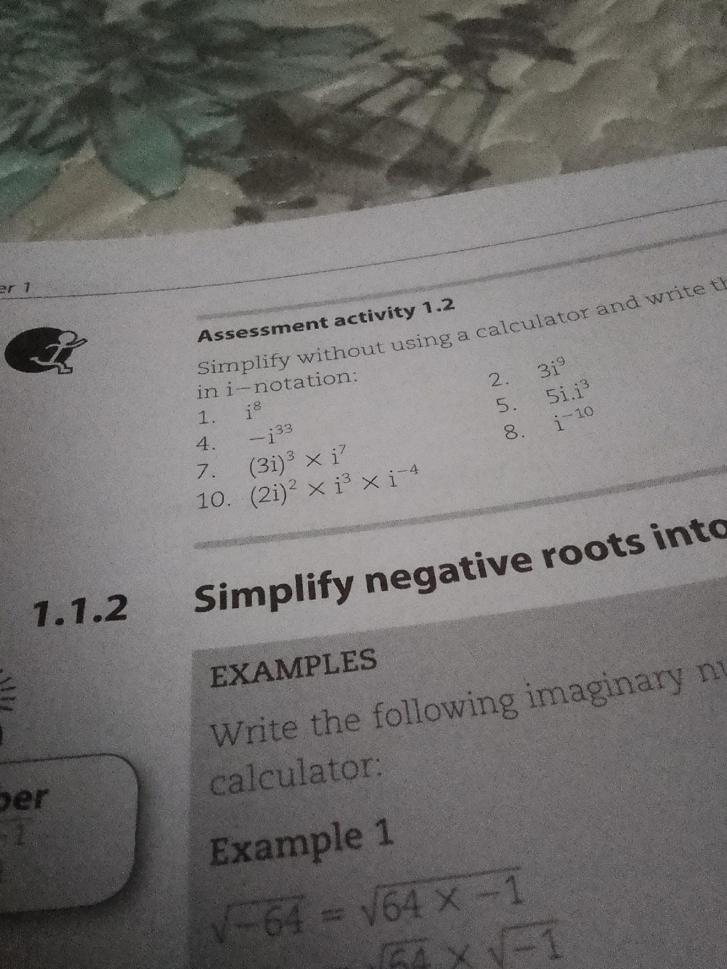 Simplify negative roots into EXAMPLES Write | StudyX