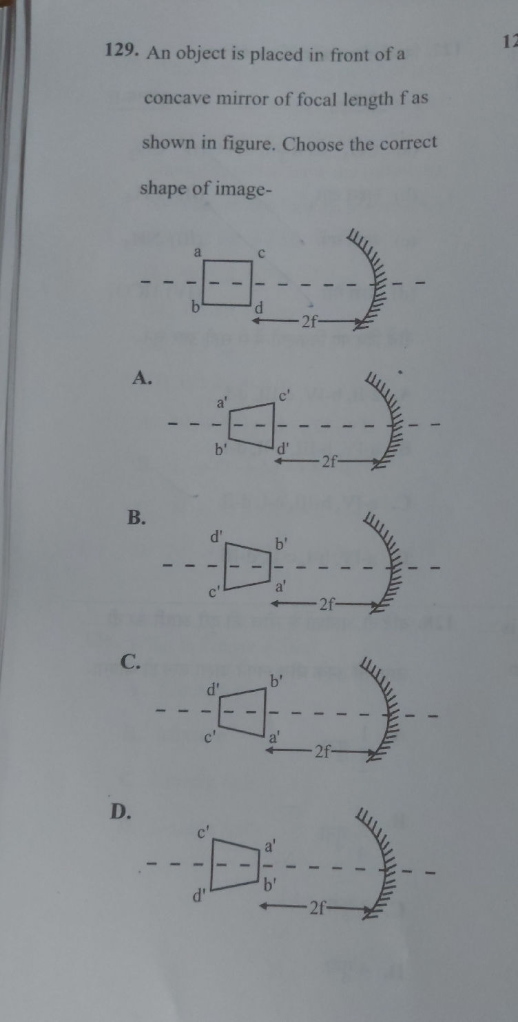 129. An object is placed in front of a | StudyX