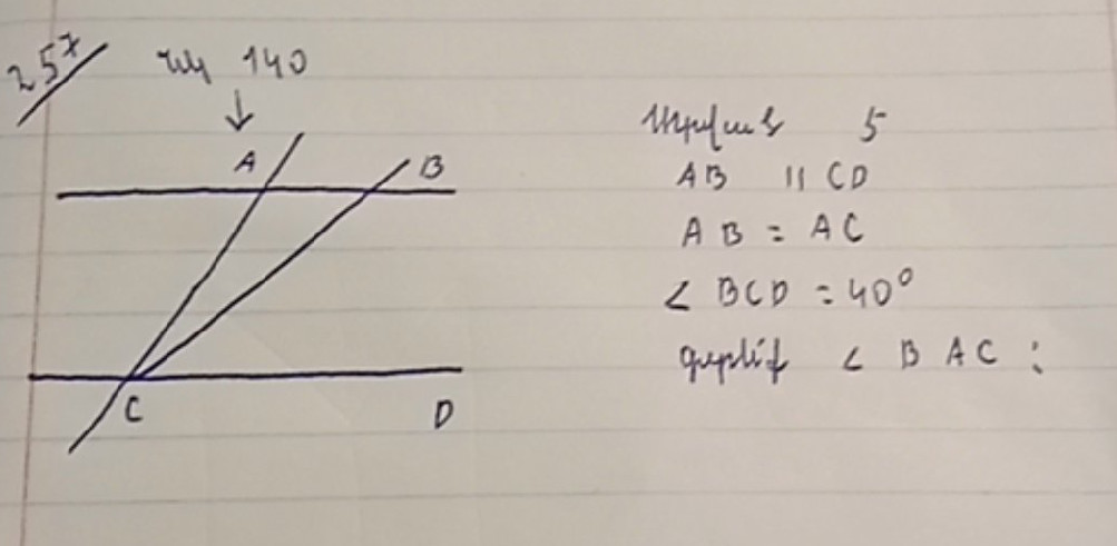 The diagram shows two parallel lines AB and | StudyX