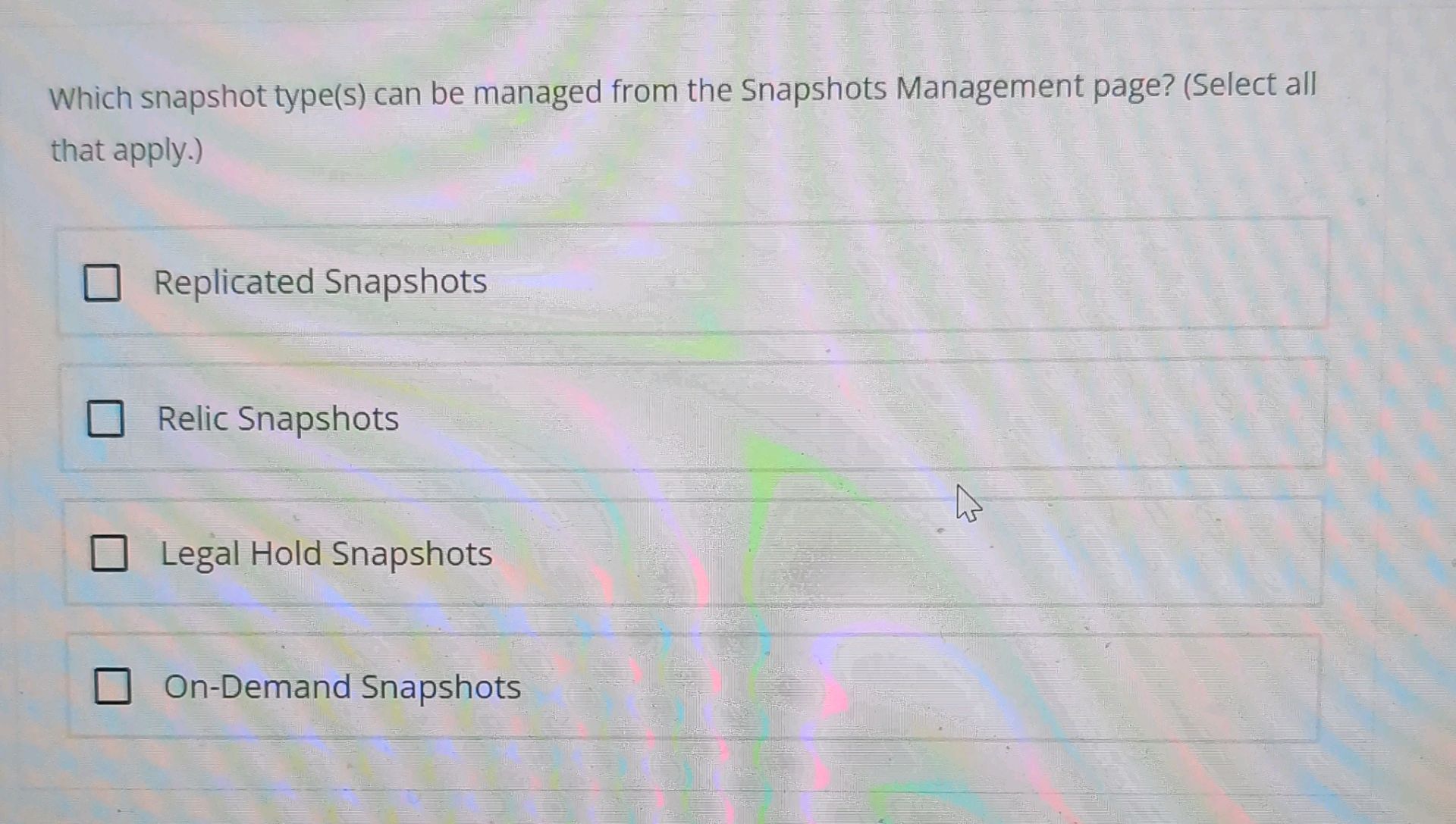 Snapshot Explained Which snapshot type(s) can be managed from
