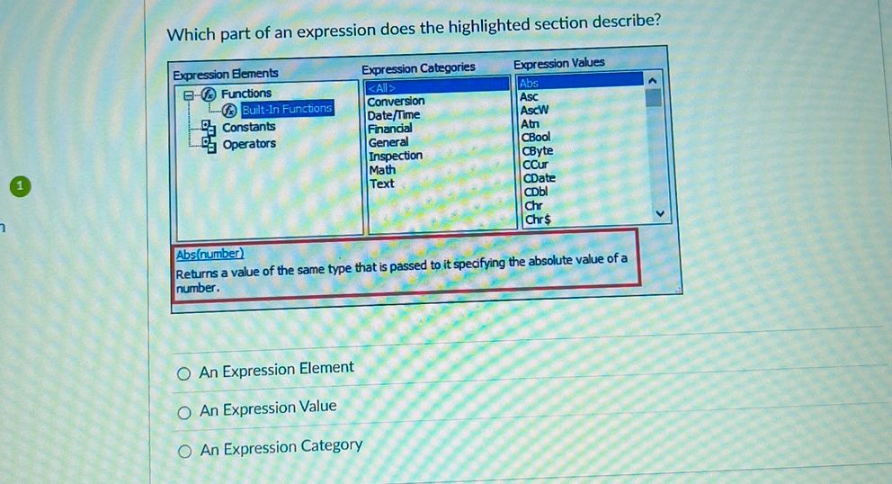 Which part of an expression does the