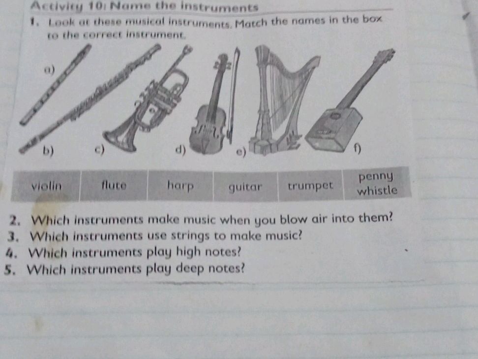 1. Look at these musical instruments. Match | StudyX