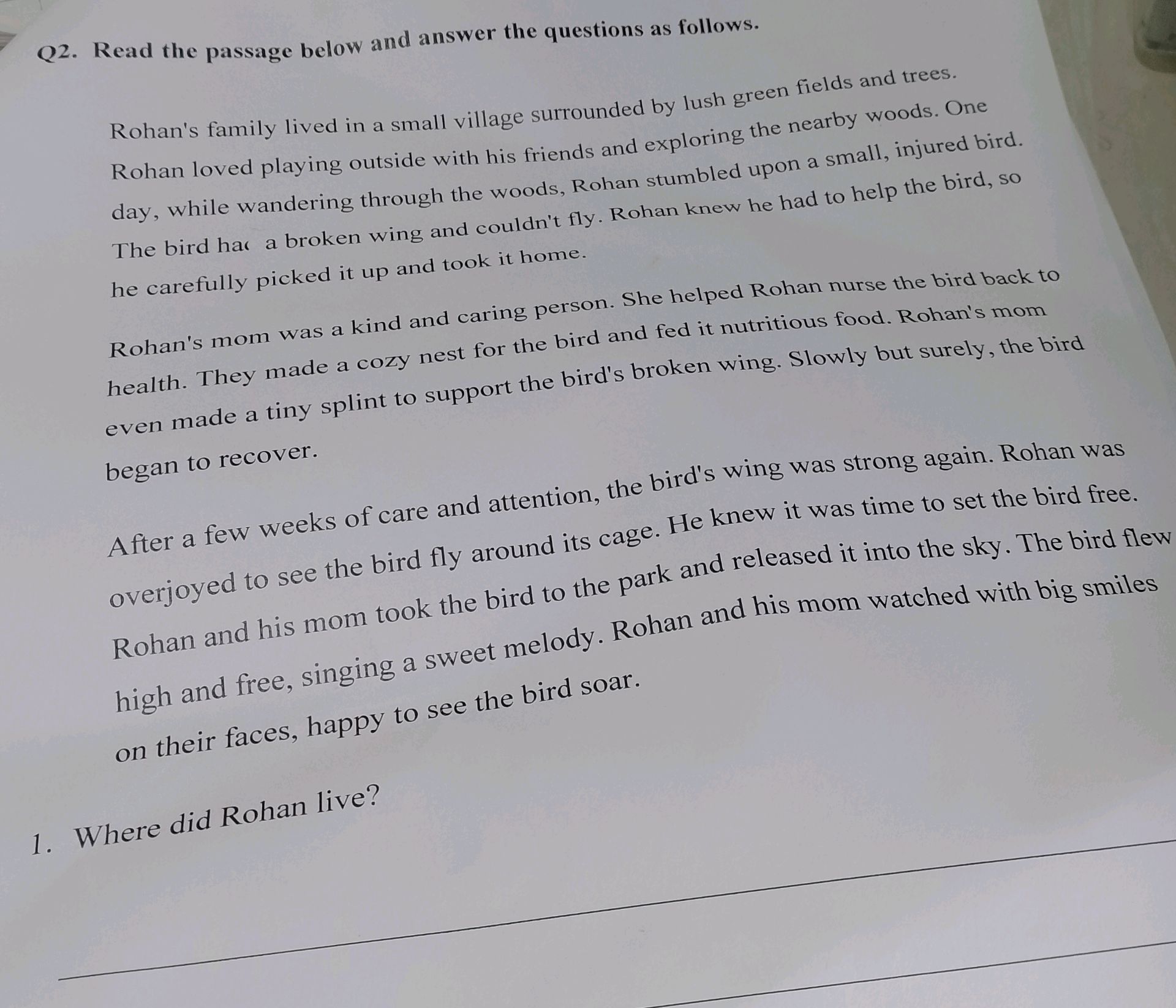 Q2. Read the passage below and answer the | StudyX