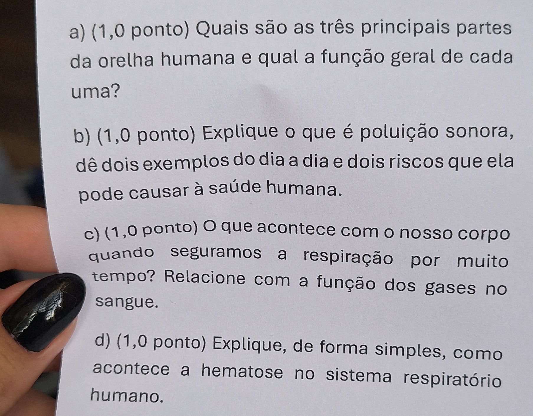 a) (1,0 ponto) Quais são as três principais | StudyX