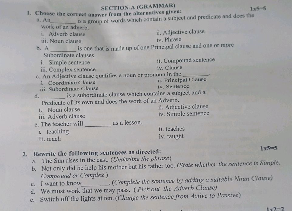 1. Choose the correct answer from the | StudyX