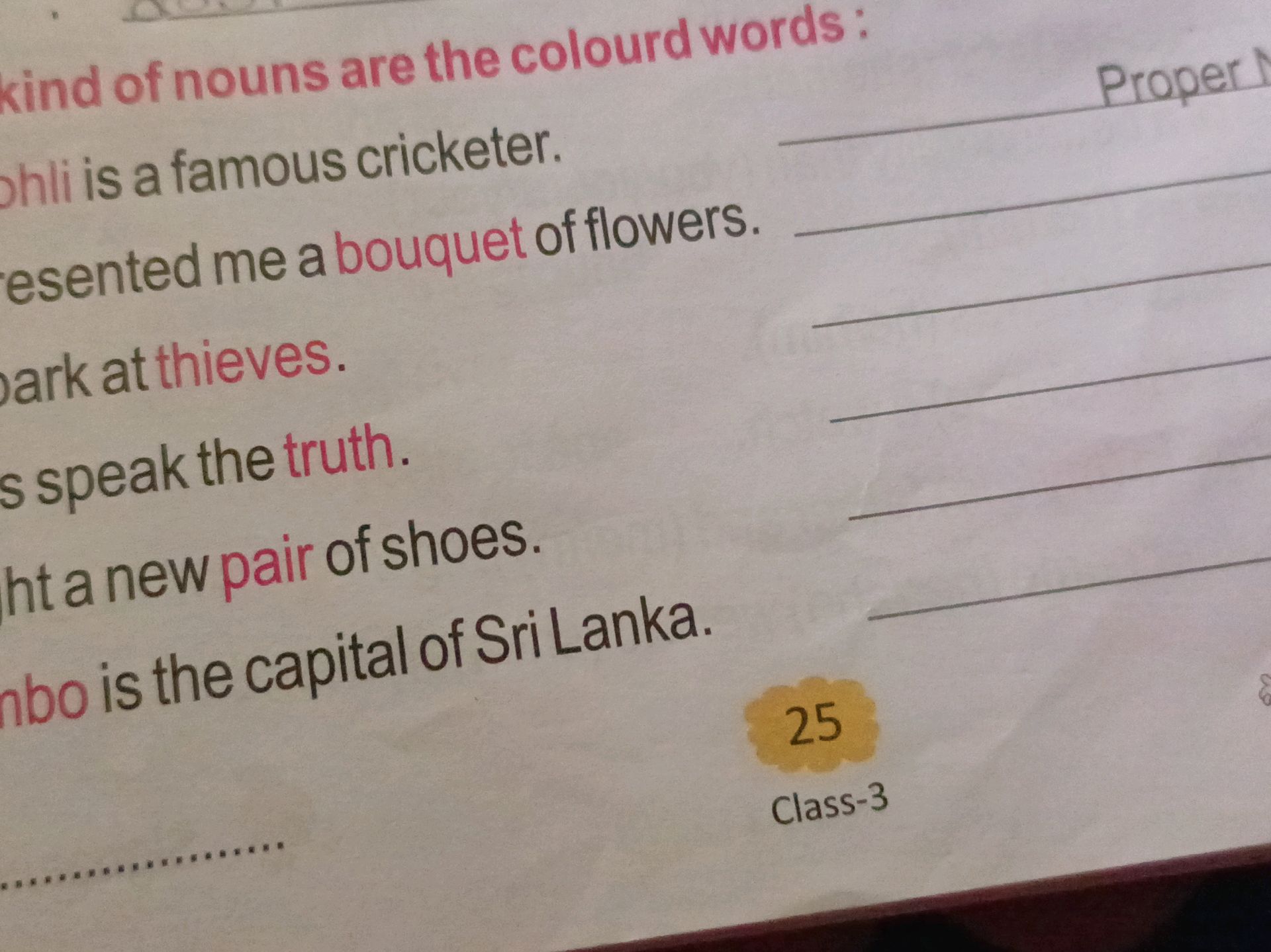 kind of nouns are the colourd words: ohli | StudyX