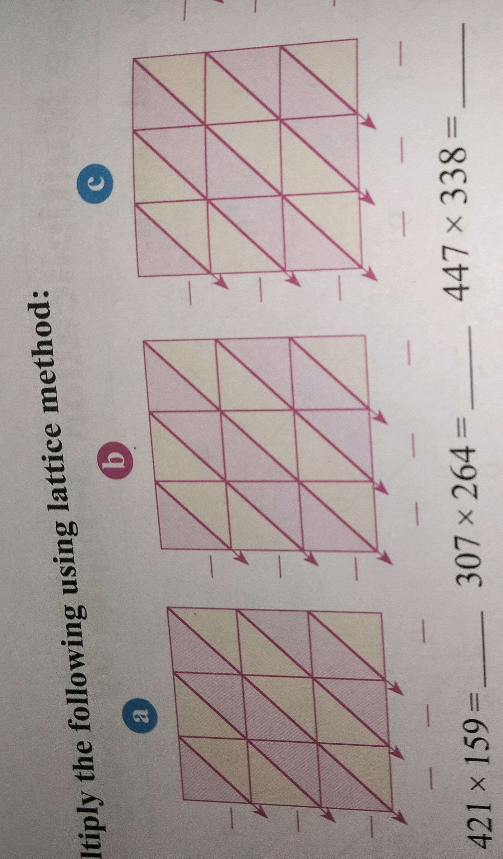 Itiply the following using lattice method: | StudyX