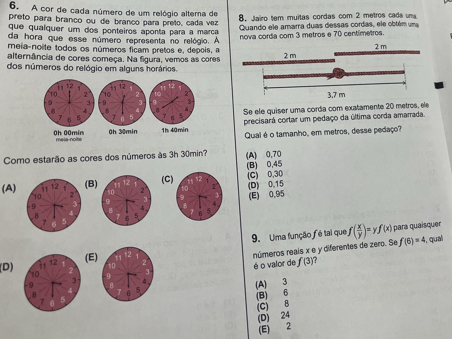 6. A cor de cada número de um relógio | StudyX