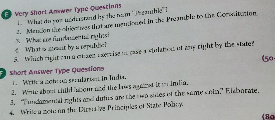 E Very Short Answer Type Questions 1. What | StudyX