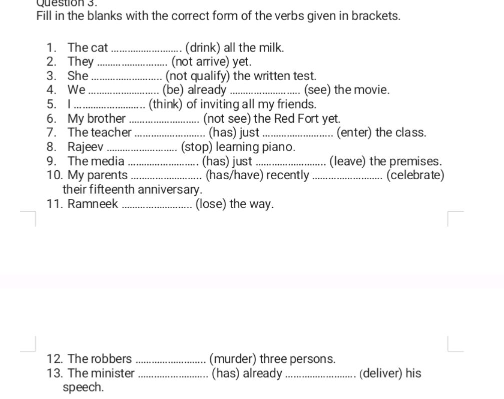 Question 3. Fill in the blanks with the | StudyX