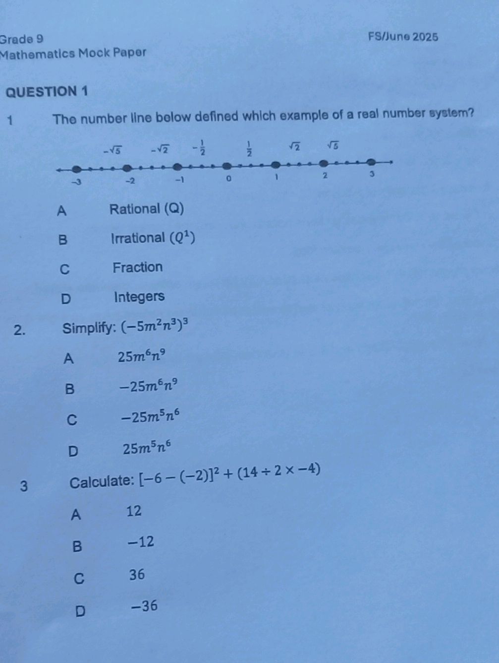 1. The number line below defined which | StudyX