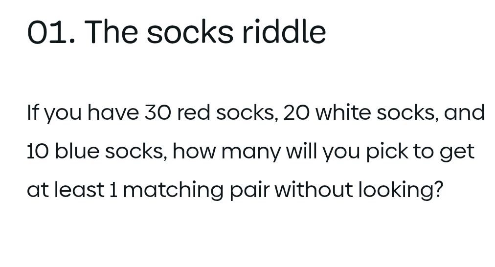 01. The socks riddle If you have 30 red | StudyX