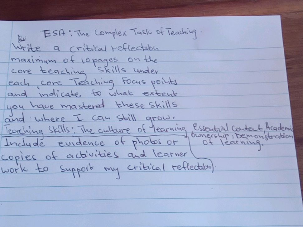 Teac Writing ESA: The Complex Task of Teaching. Write a | StudyX