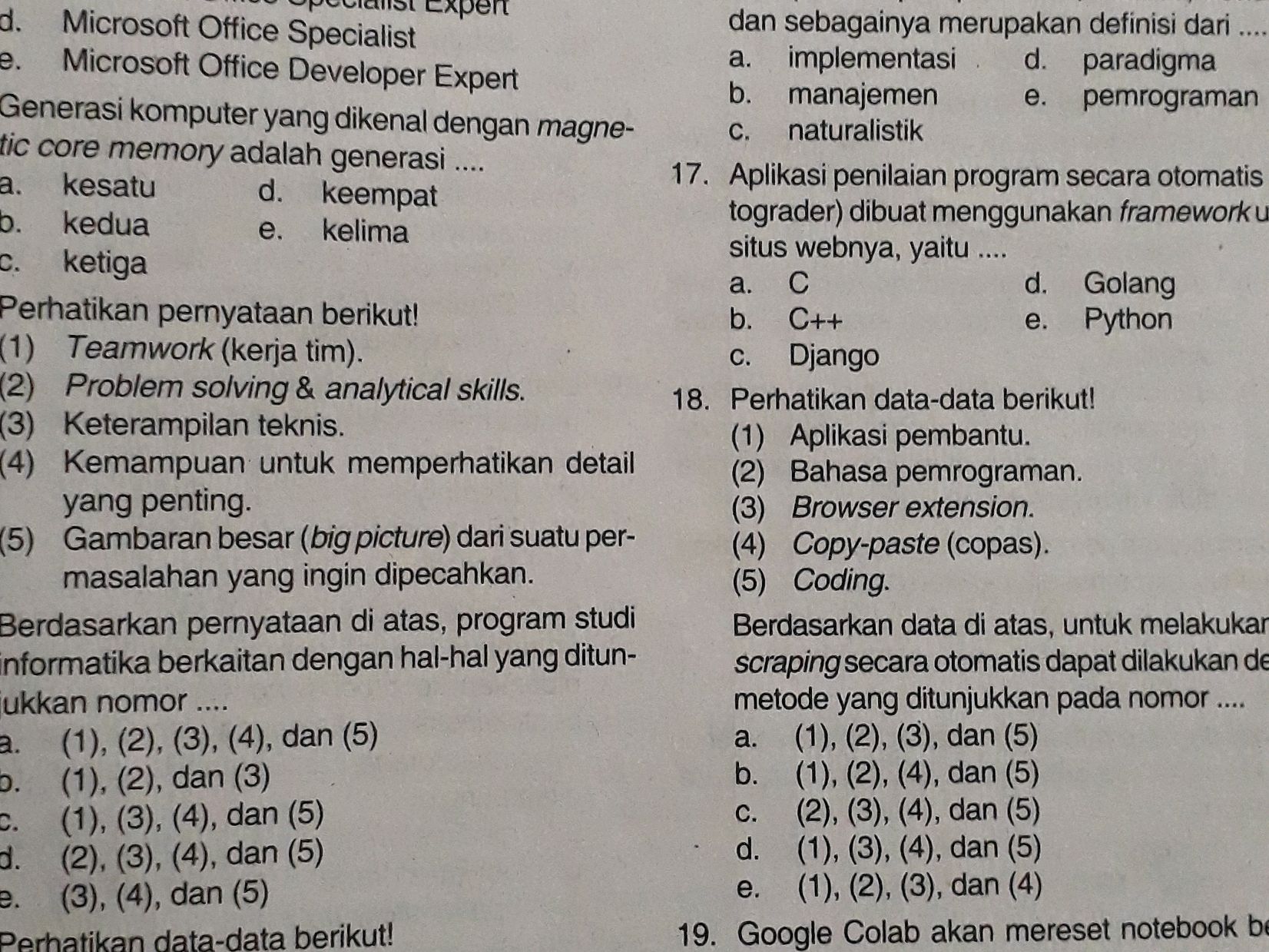 Generasi komputer yang dikenal dengan | StudyX