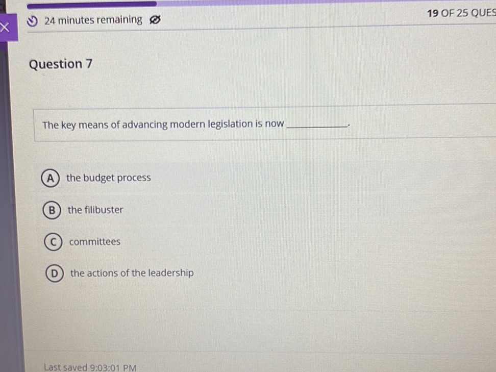 The Key Means Of Advancing Modern Legislation Is Now ________.