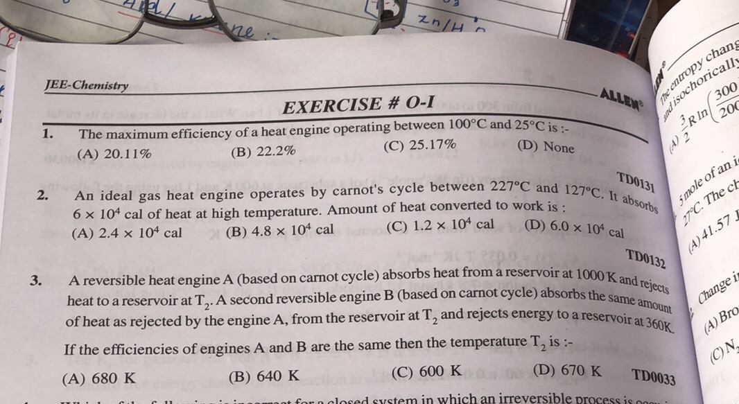 1. The maximum efficiency of a heat engine | StudyX