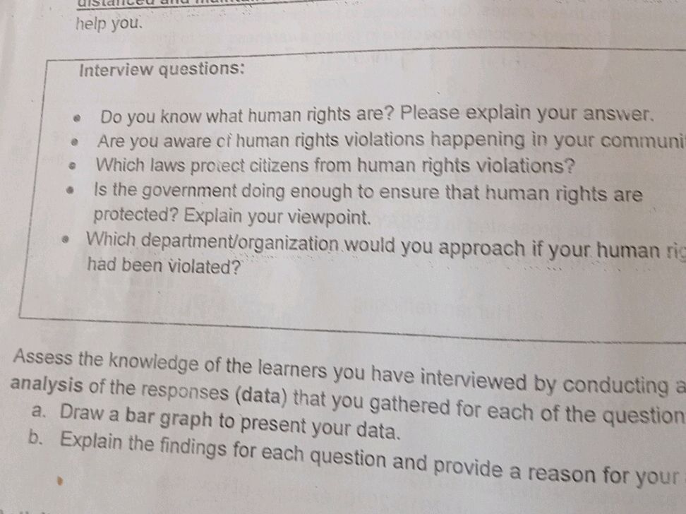 Interview Human Rights Interview questions: * Do you know what | StudyX