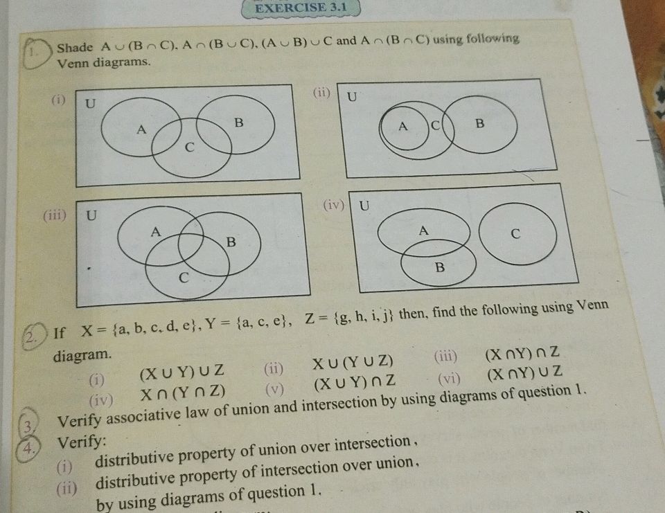 1. Shade $A (B C)$, $A (B C)$, $(A | StudyX