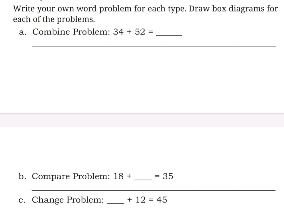 Write your own word problem for each type. | StudyX
