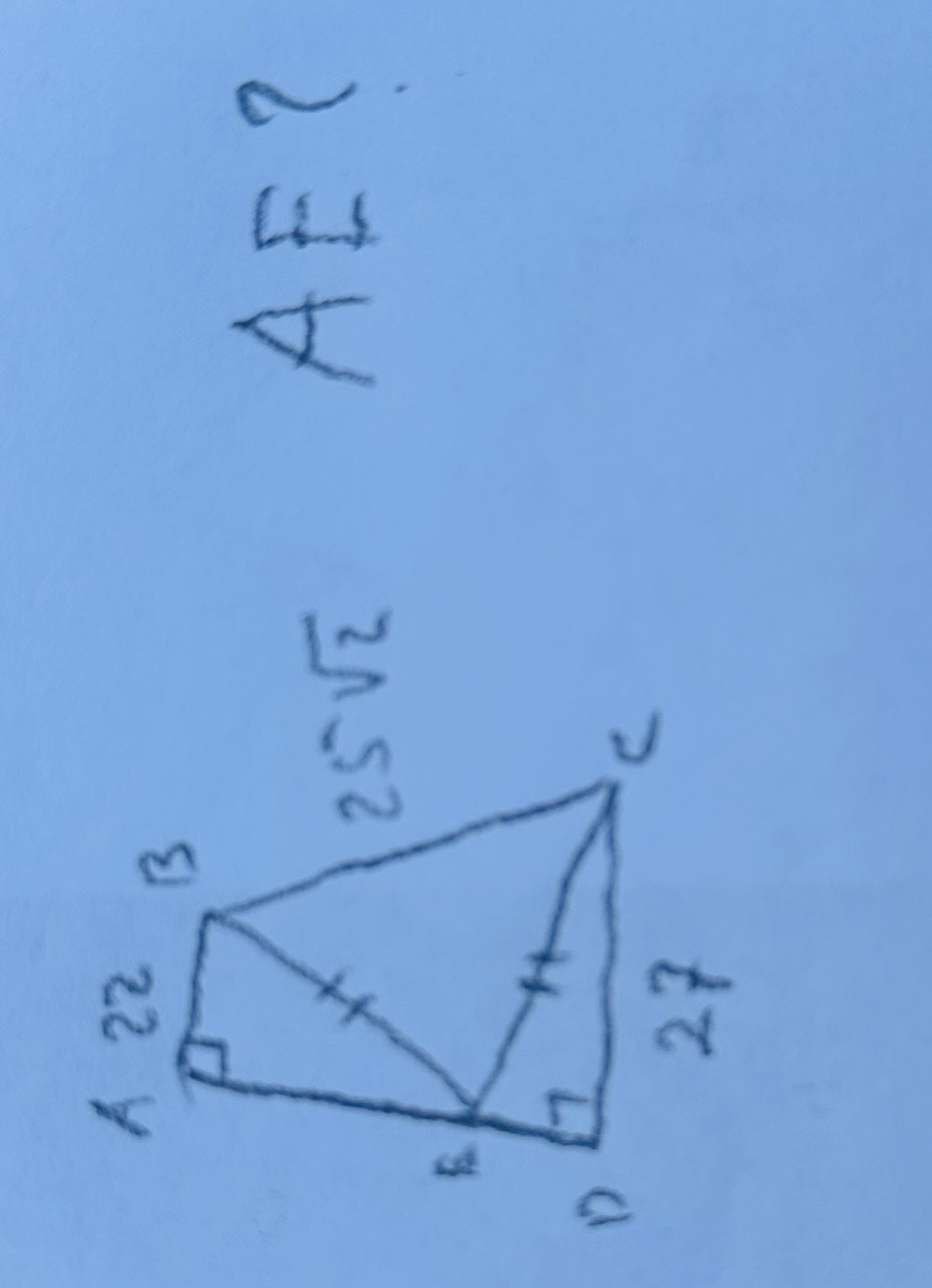 E Math Triangle Formulas Find AE in the given geometry problem