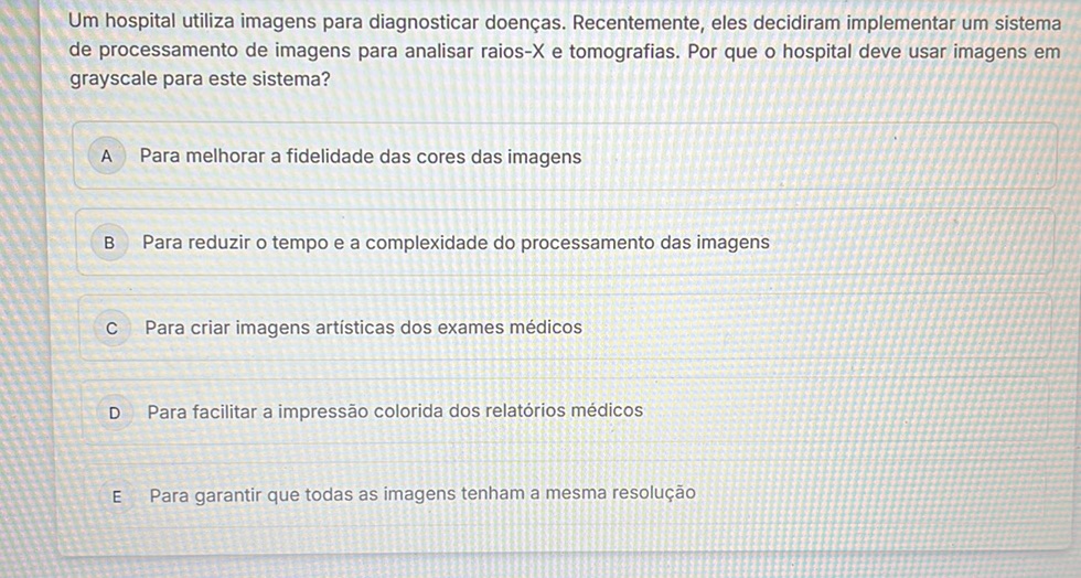 Um hospital utiliza imagens para