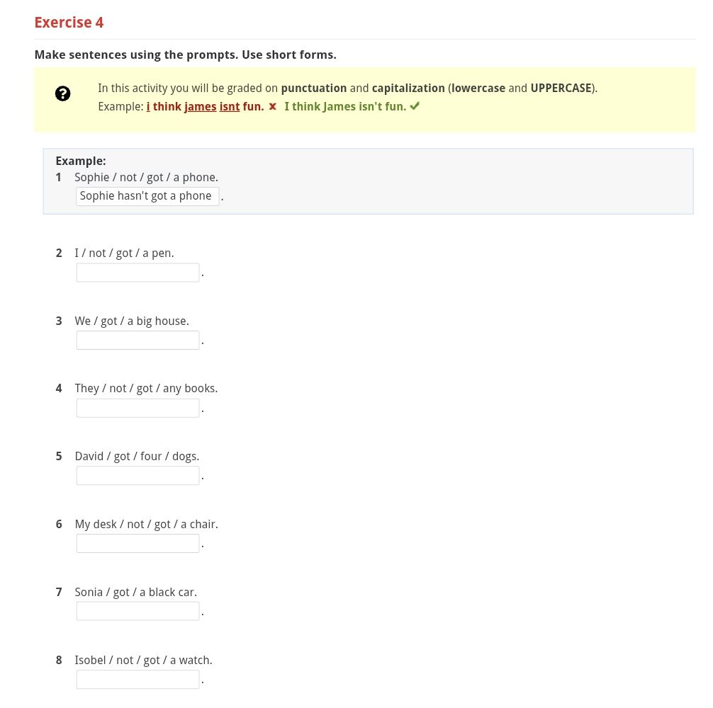 Make sentences using the prompts. Use short | StudyX