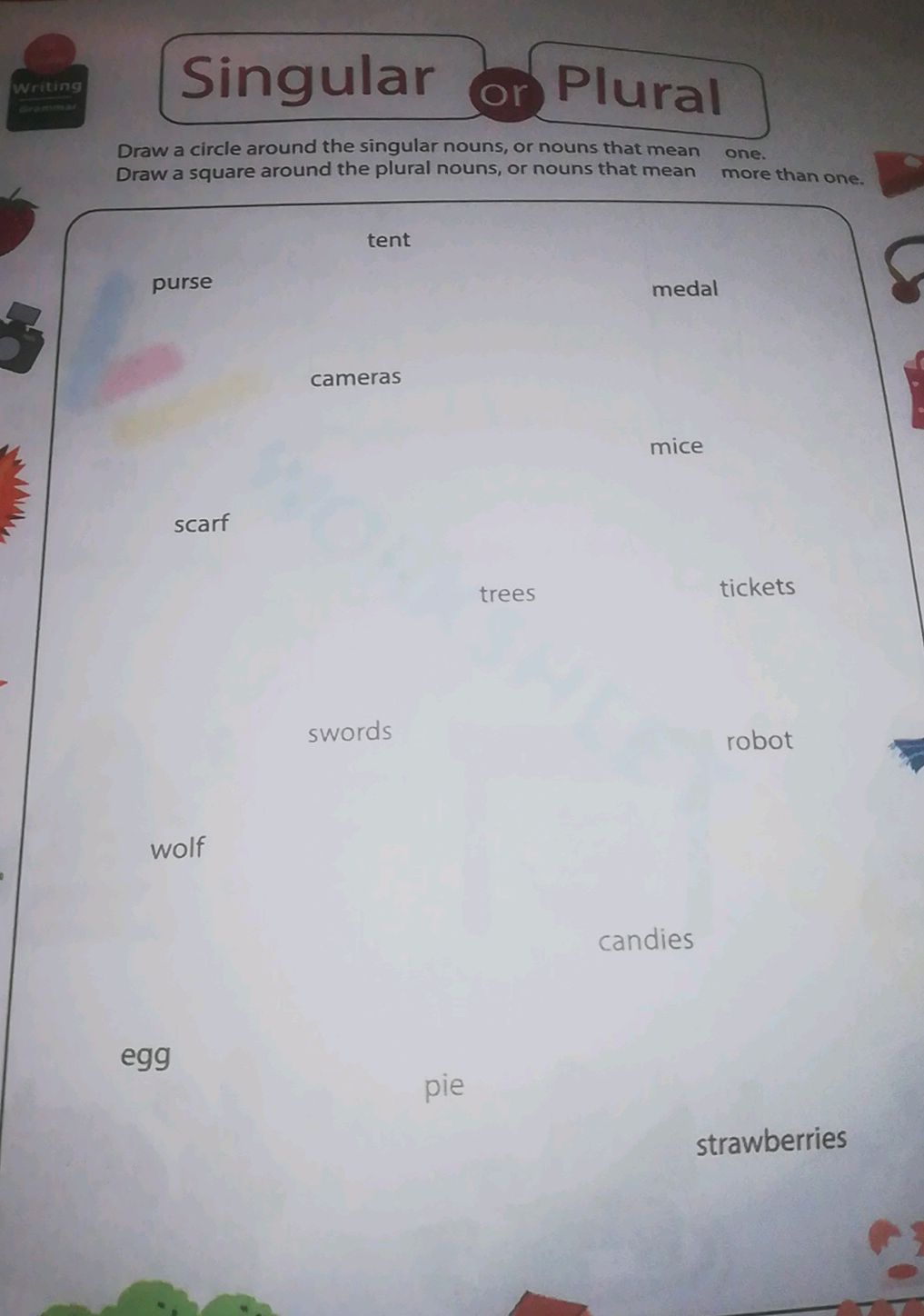 Square Noun Draw a circle around the singular nouns, or | StudyX