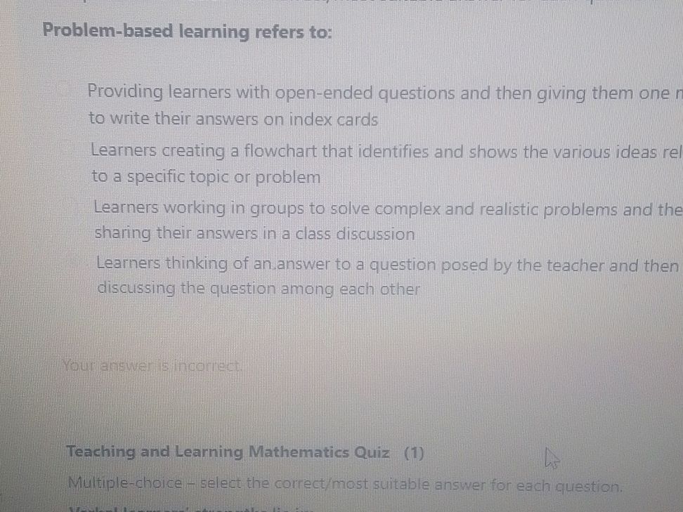 Problem Based Learning Questions Problem-based learning refers to: Providing | StudyX
