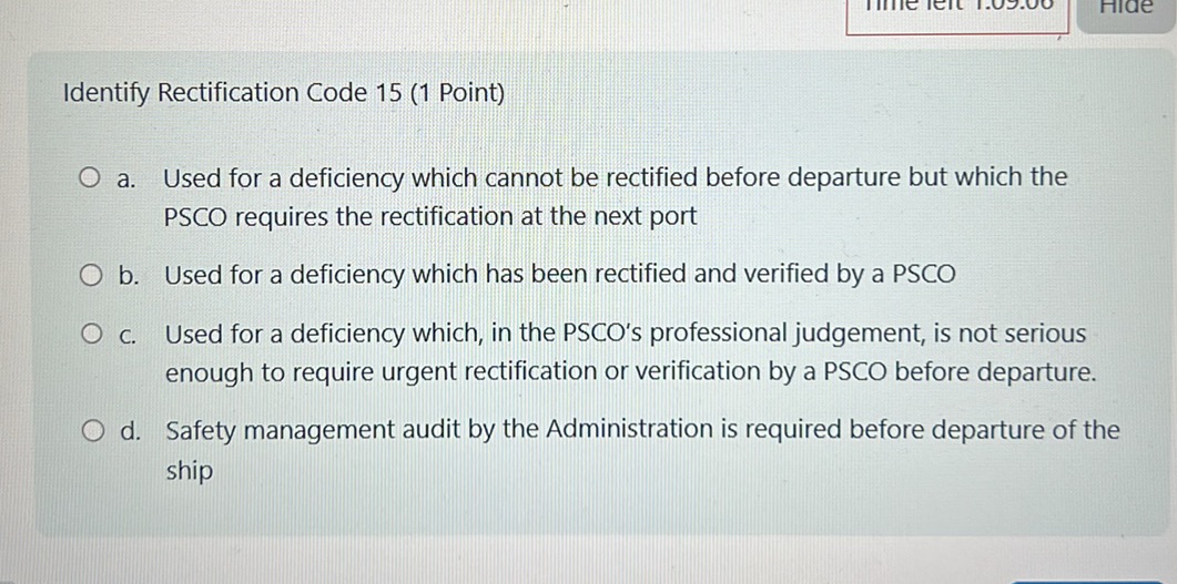 Identify Rectification Code 15 (1 Point) a. | StudyX